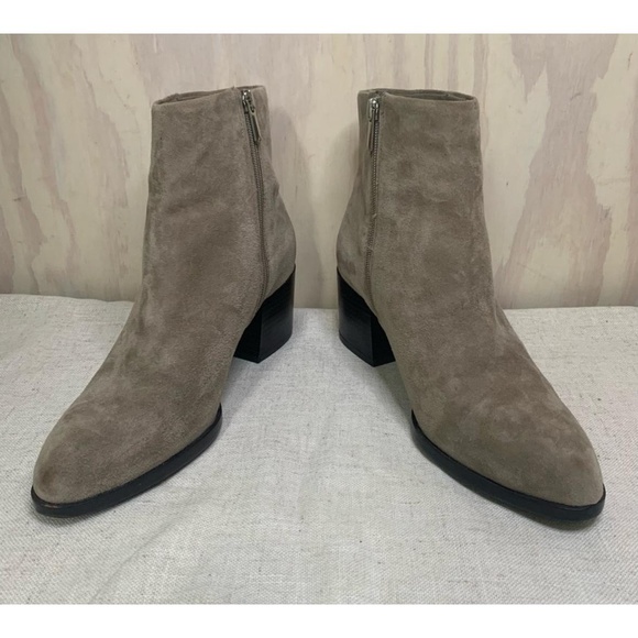 Sam Edelman Womens Ankle Boots Size 9M Light Gray Suede Block Heel Side Zipper - Picture 2 of 7